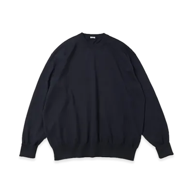 A.PRESSE Cotton Knit L/S T-Shirt "Navy"