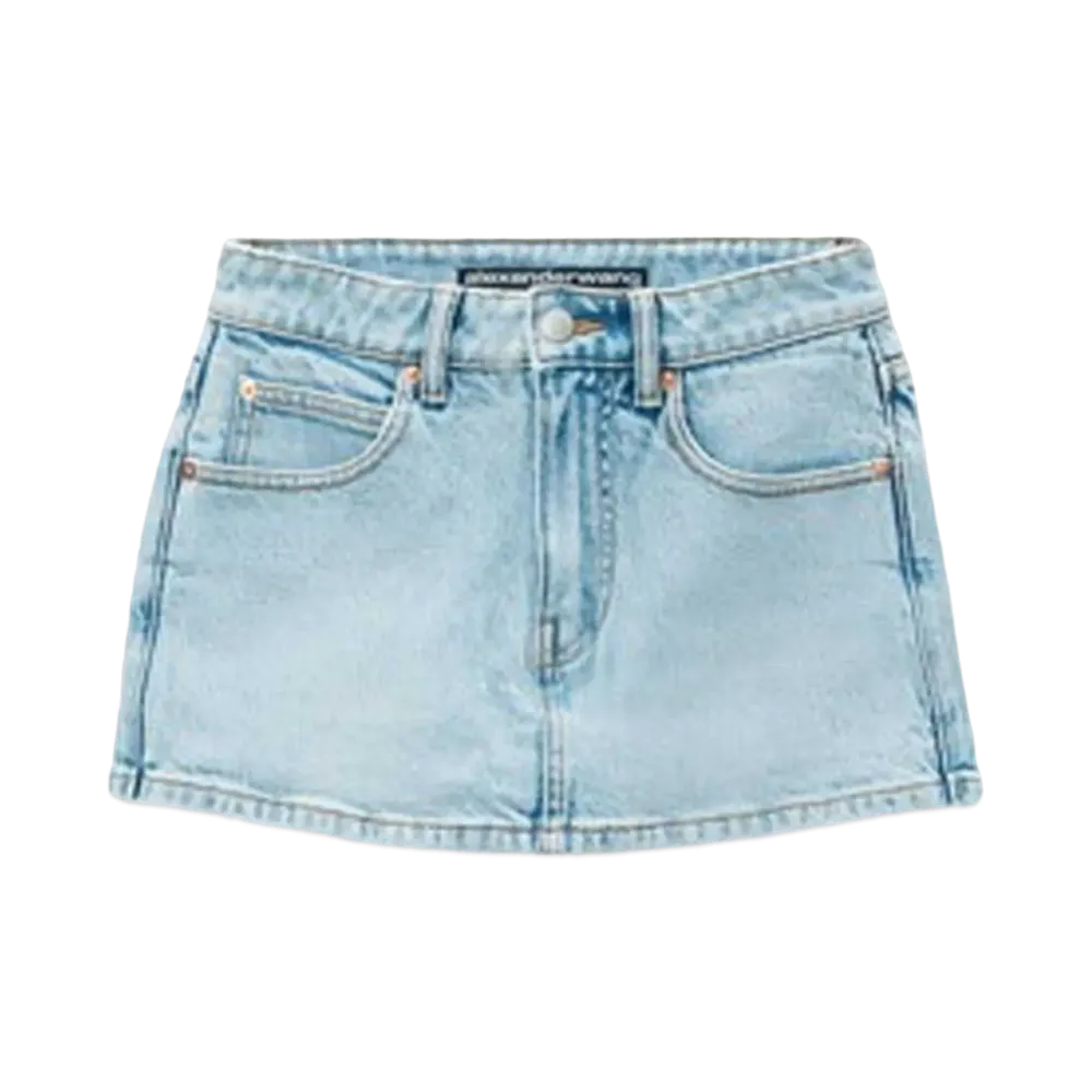Alexander Wang Comfort Stretch Denim Mid Rise Miniskirt "Bleach"