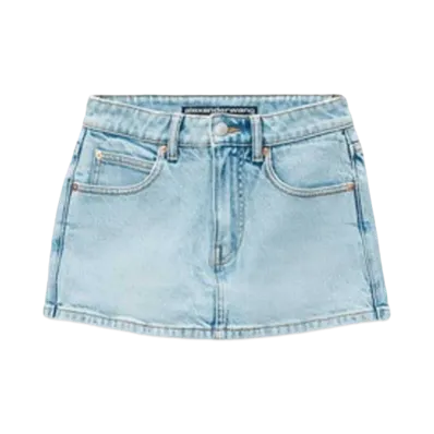 Alexander Wang Comfort Stretch Denim Mid Rise Miniskirt "Bleach"