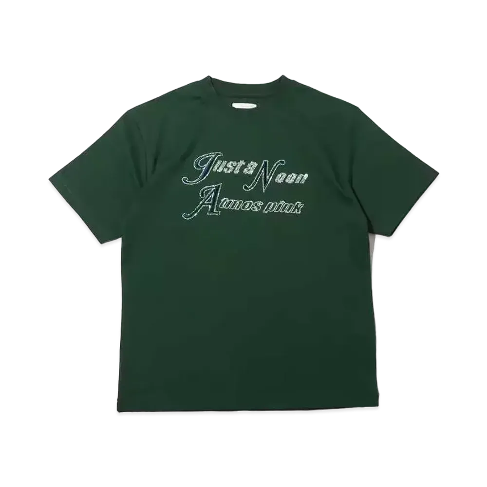 atmos pink x Just A Noon Rhinestone Logo T-Shirt "Green"