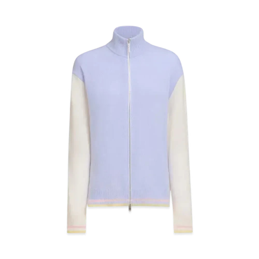 Marni Women's Wool Zip Cardigan with Jacquard Snake "Light Blue"