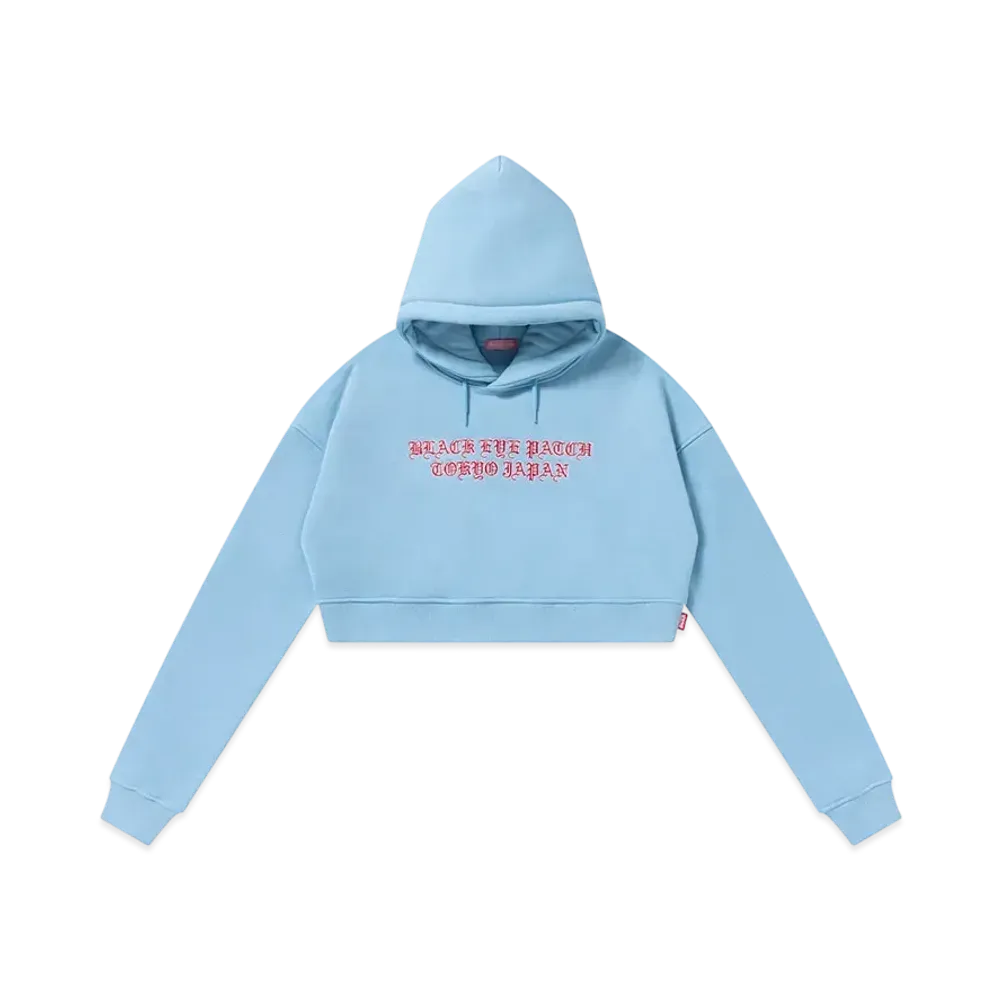 BlackEyePatch Capital Blackletters Cropped Hoodie "Light Blue"