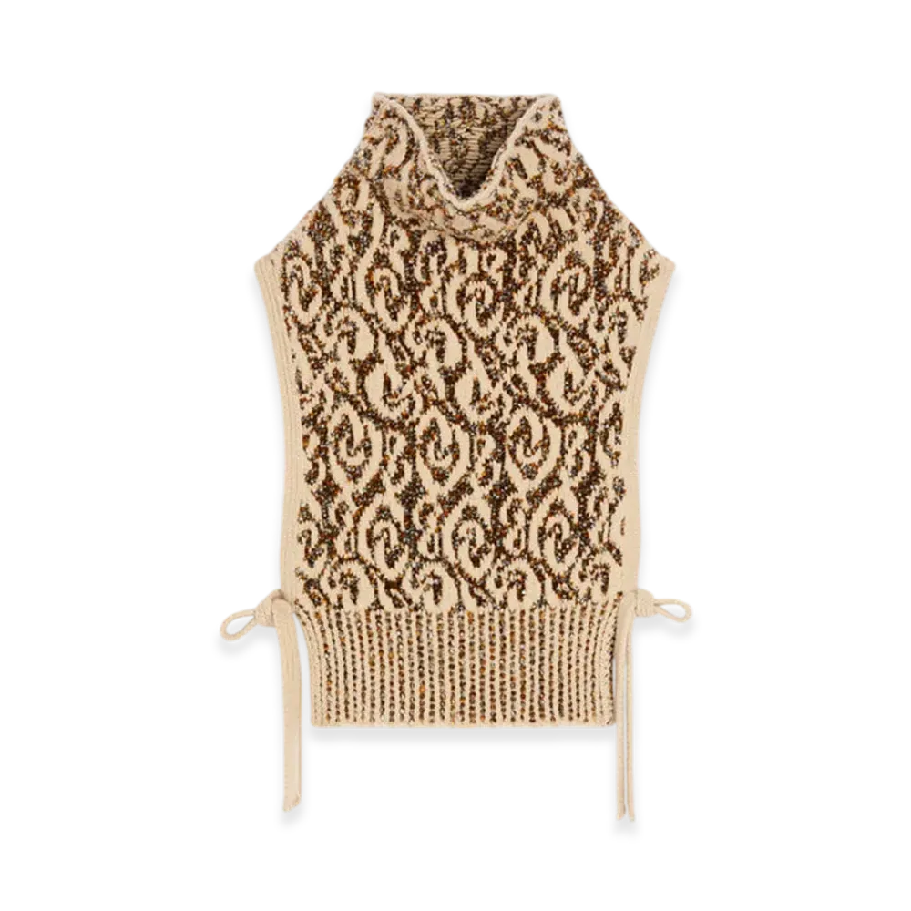 DRIES VAN NOTEN Women's Jacquard Bib Sweater "Beige"