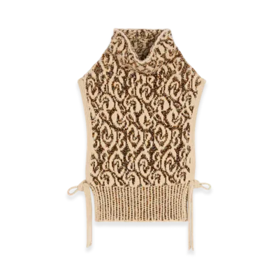 DRIES VAN NOTEN Women's Jacquard Bib Sweater "Beige"
