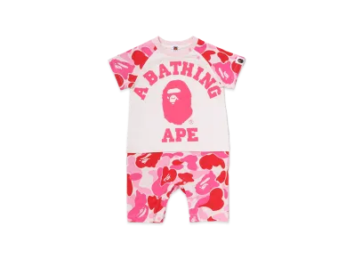 A BATHING APE Kids ABC Camo Big College Rompers "Pink"