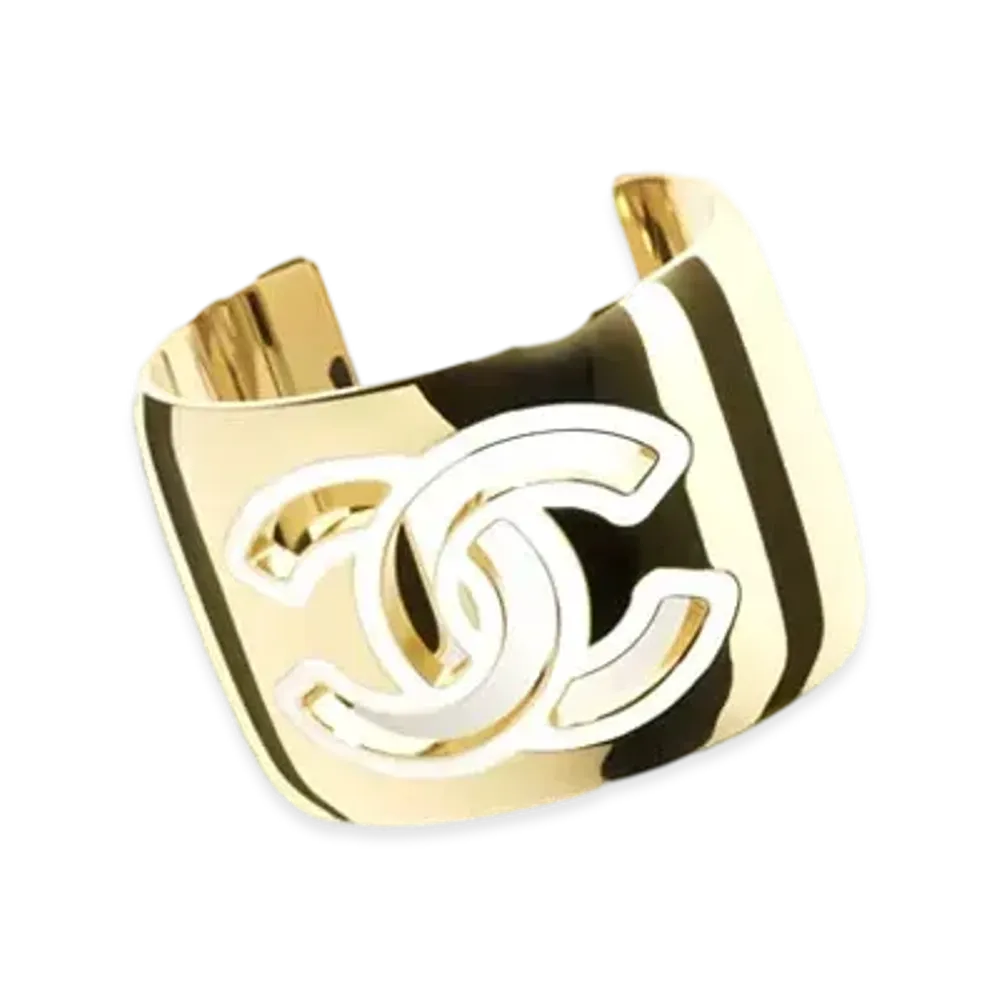 CHANEL Cuff Metal & Resin "Gold/White"