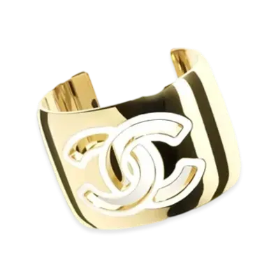 CHANEL Cuff Metal & Resin "Gold/White"