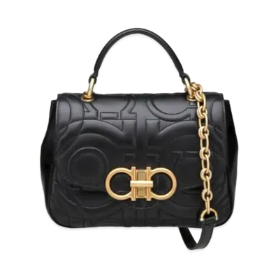 Salvatore Ferragamo Quilted Gancini Handbag (S) "Black"