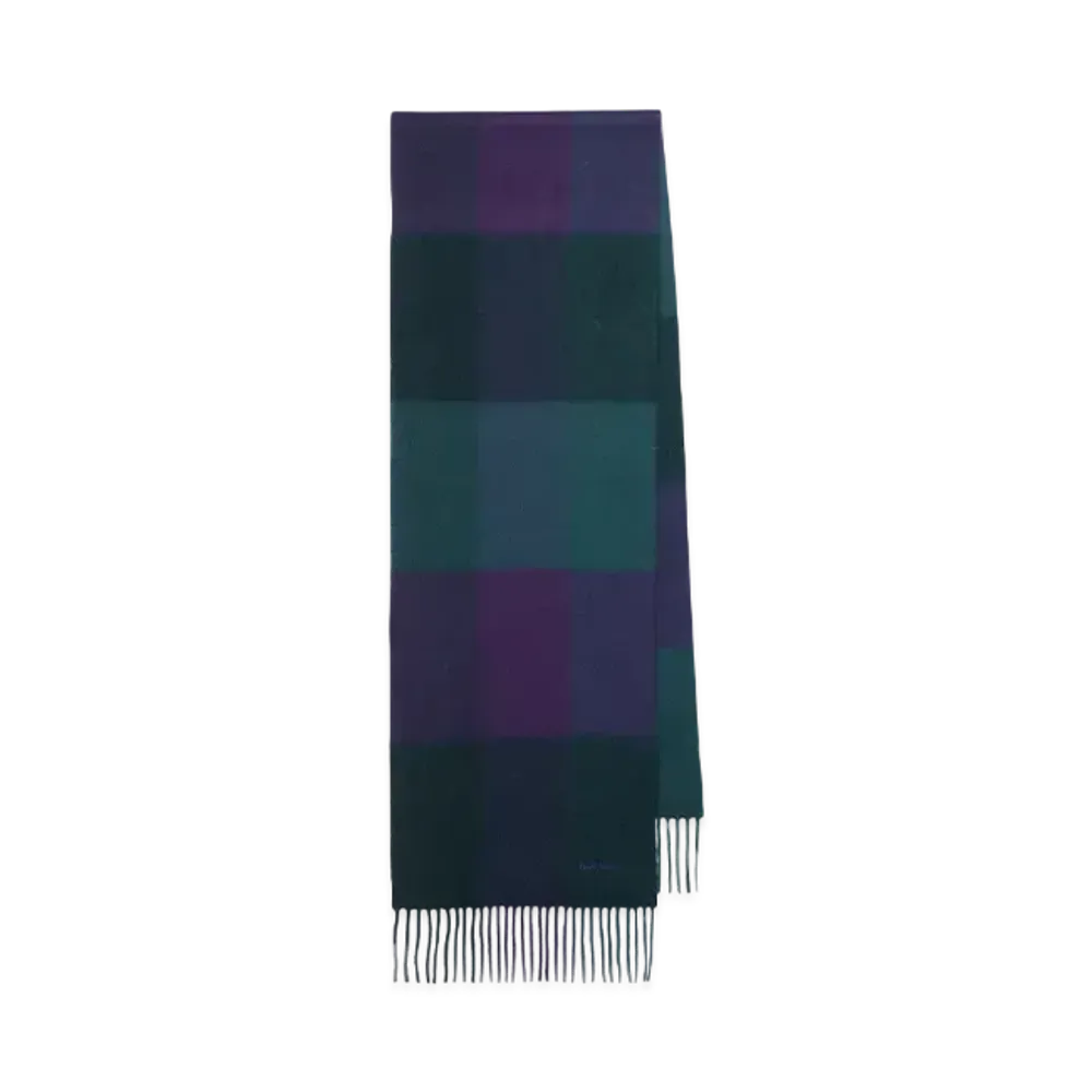 Paul Smith Block Check Cashmere Blend Scarf "Green"