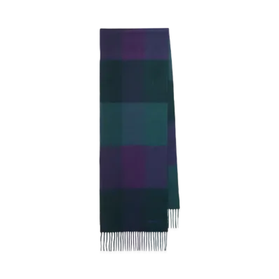 Paul Smith Block Check Cashmere Blend Scarf "Green"