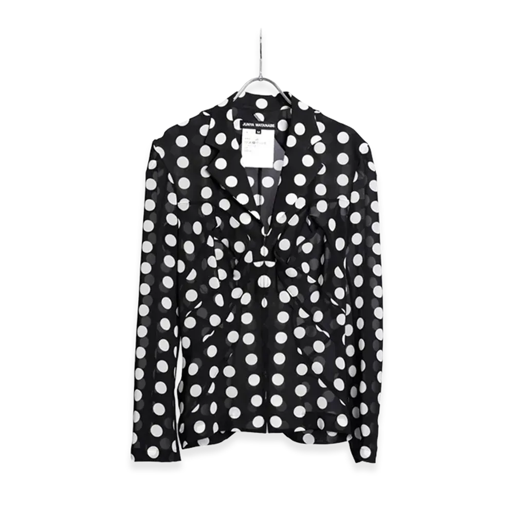 JUNYA WATANABE Women's Sheer Dot Tailored Lapel Shirts "Black Dot"