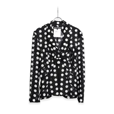 JUNYA WATANABE Women's Sheer Dot Tailored Lapel Shirts "Black Dot"