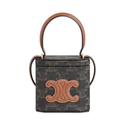 CELINE Lock Bag Cuir Triomphe In Triomphe Canvas And Calfskin "Tan"