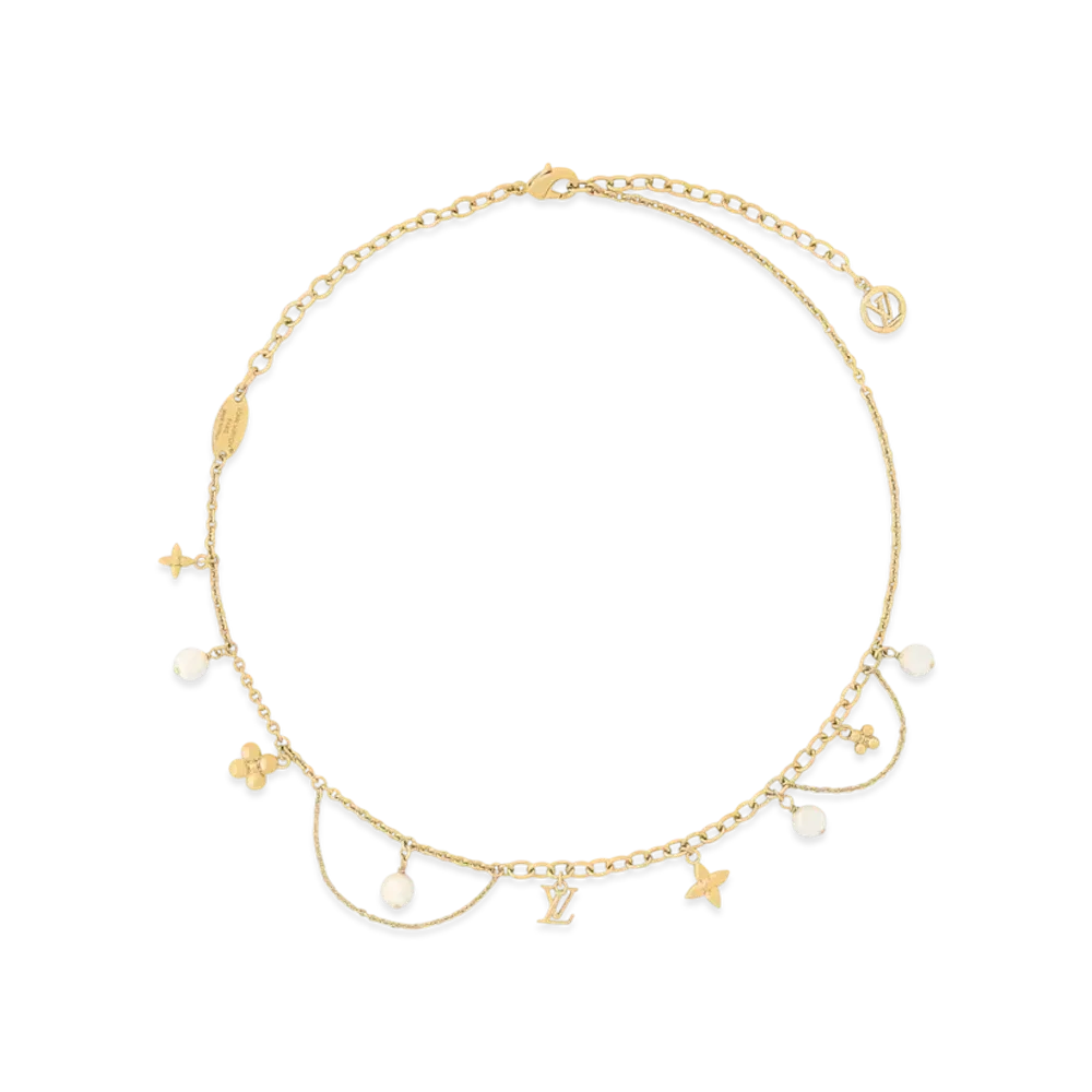 Louis Vuitton Blooming Pearls Necklace Monogram Flower "Dore"