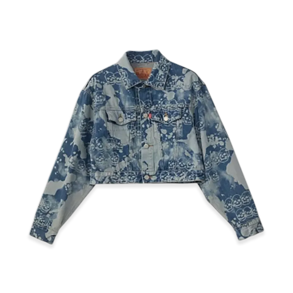 HYSTERIC GLAMOUR Dropping & Skull Pattern Denim Jacket "Light Indigo Blue"