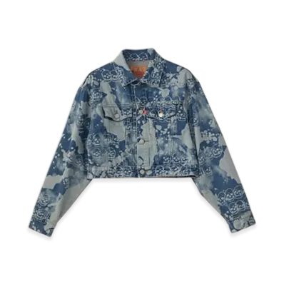 HYSTERIC GLAMOUR Dropping & Skull Pattern Denim Jacket "Light Indigo Blue"