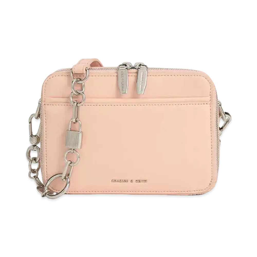 CHARLES & KEITH Lock & Keychain Handle Bag "Pink"