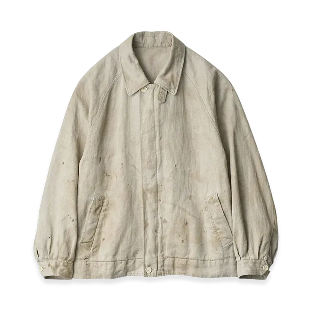ssstein Heavy Linen Herringbone Zip Jacket "Natural"