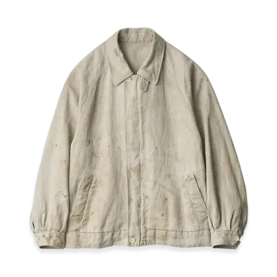 ssstein Heavy Linen Herringbone Zip Jacket "Natural"