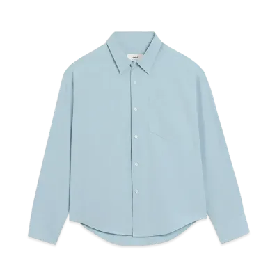 AMI PARIS Ami De Coeur Embossed Cotton Boxy Shirt "Sky"