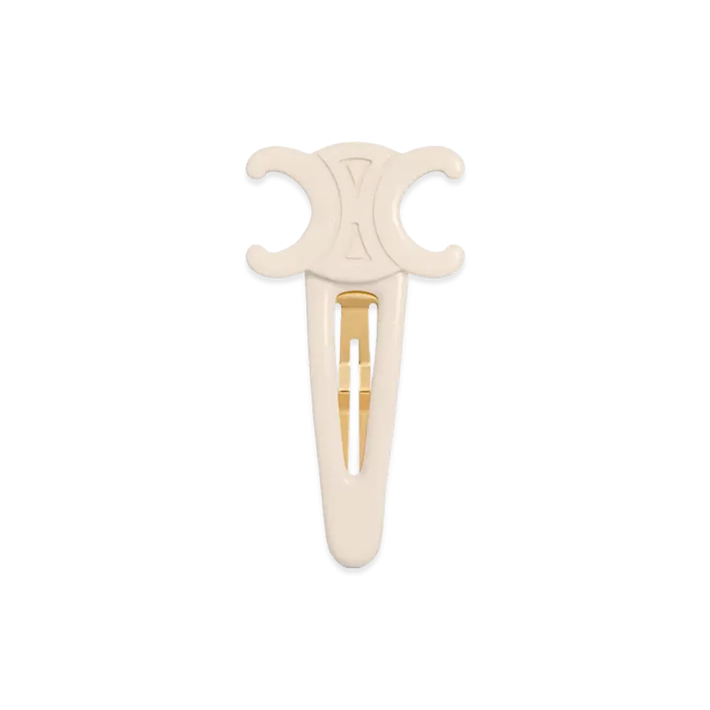 CELINE Women's Large Snap Hair Clip "Ivory/Gold"