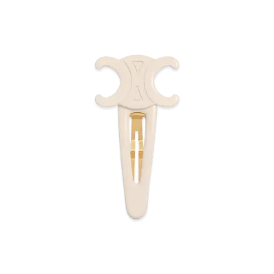 CELINE Women's Large Snap Hair Clip "Ivory/Gold"