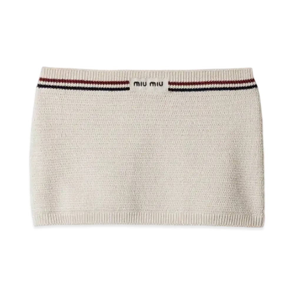MIUMIU Women's Cotton Knit Miniskirt "Natural"