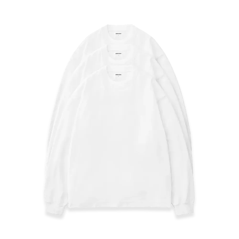 everyone 3P Long Sleeve Tee Shirts "White"