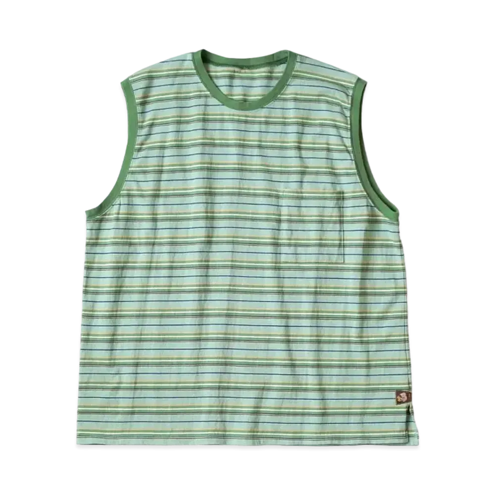 KAPITAL Multi Border India Sleeveless Big Tee "Mint Green"