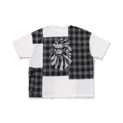 A BATHING APE Checker Patchwork Tee "White"