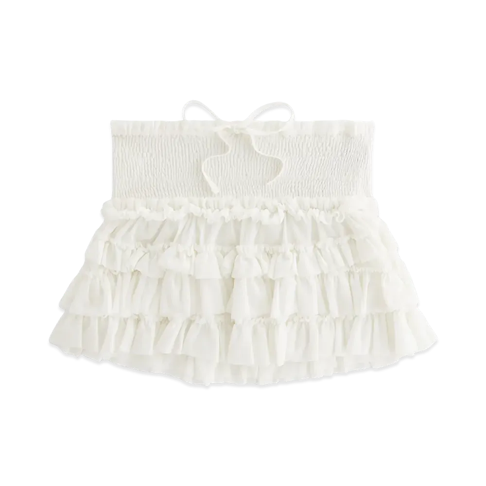 Kith x Lisa Women's Mariko Mesh Ruffle Mini Skirt "White"