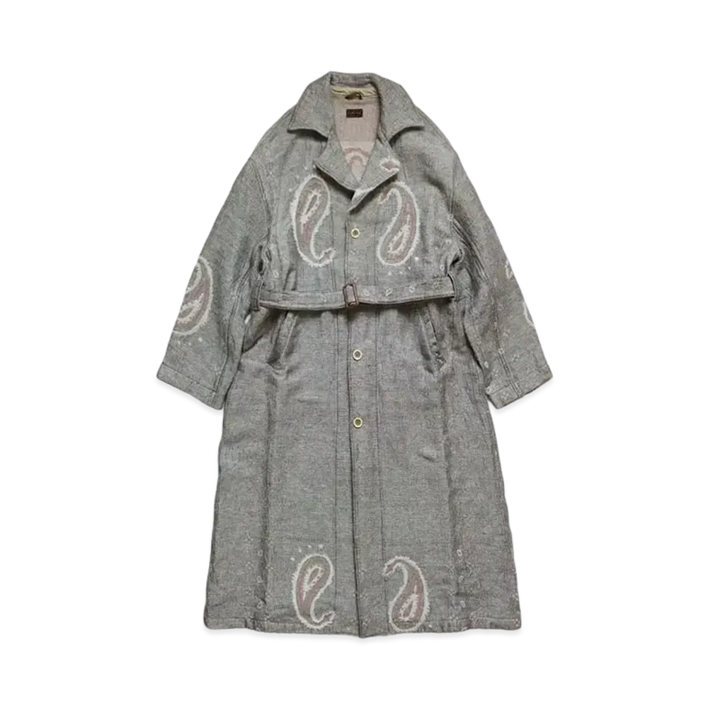 KAPITAL Rug Paisley Linen Wool Dragging Coat "Kinari"