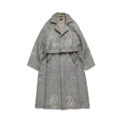 KAPITAL Rug Paisley Linen Wool Dragging Coat "Kinari"