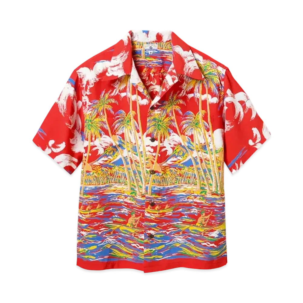 SUN SURF Aloha 2021 Aloha Shirt Canoe Race Kihi Kihi "Red"