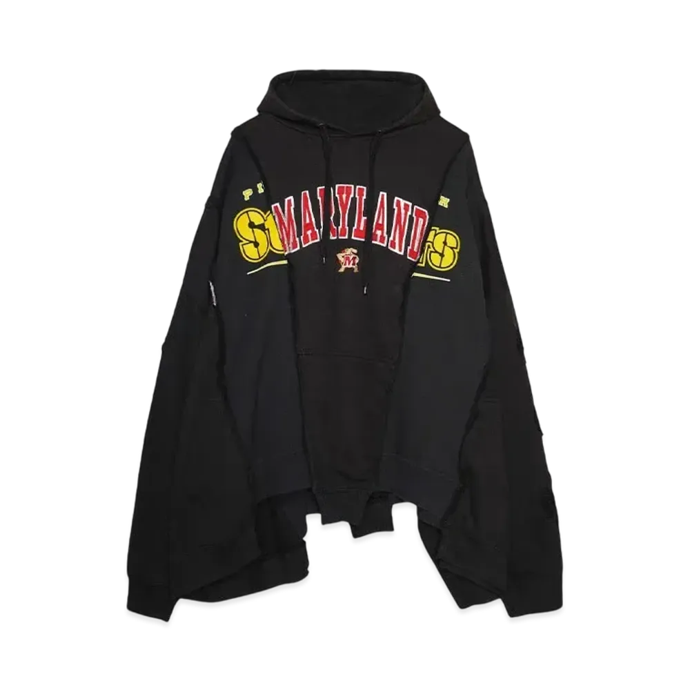 DISCOVERED LOOPING WIDE COLLEGE HOODIE with IRON CROSS CROCHET_ver.03 "BLACK"