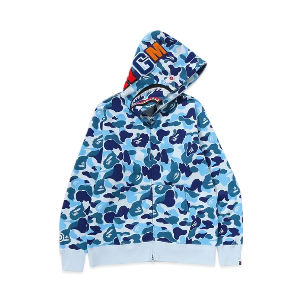 A BATHING APE ABC Camo Crystal Stone Shark Full Zip Hoodie "Blue"