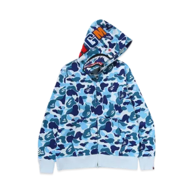 A BATHING APE ABC Camo Crystal Stone Shark Full Zip Hoodie "Blue"