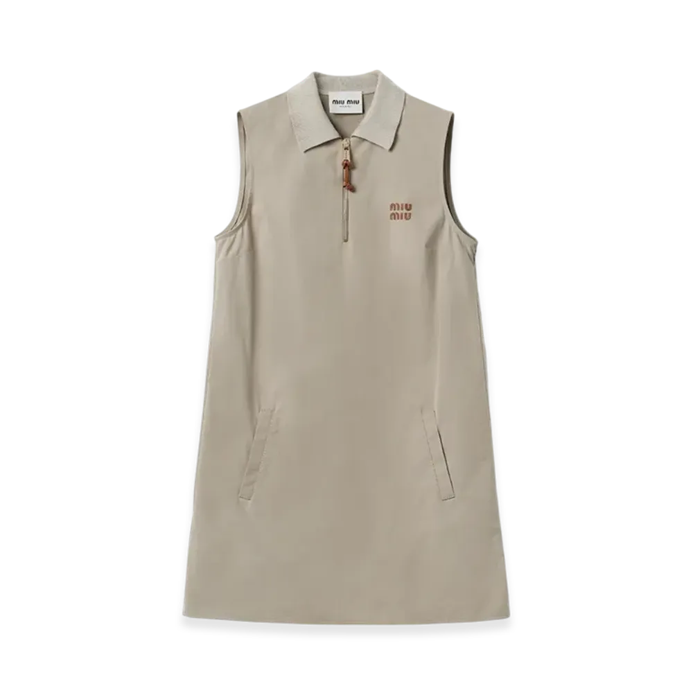 MIU MIU Women's Panama Cotton Dress "Clay Grey"