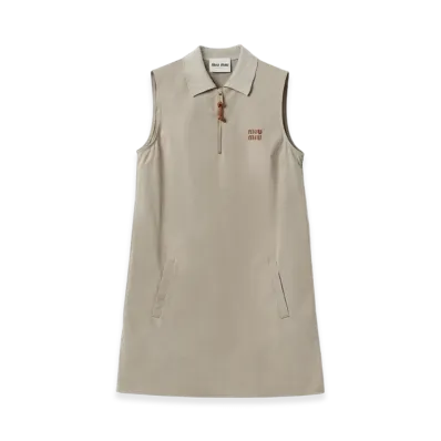 MIU MIU Women's Panama Cotton Dress "Clay Grey"