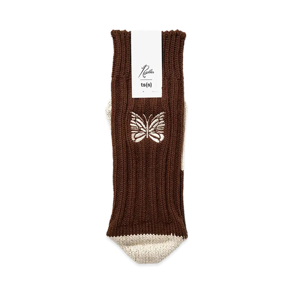 NEEDLES x ts(s) Unpaired Cotton Rib Sock "Brown"