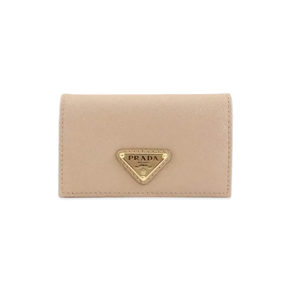 PRADA Saffiano Leather Triangle Logo Card Holder "Powder Pink"