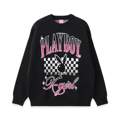 X-Girl x Playboy Jacquard Knit Top "Black"