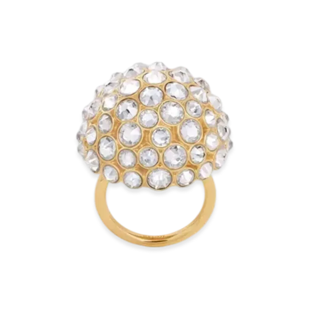 CELINE Heirlooms Dome Ring in Strass and Brass "Gold"