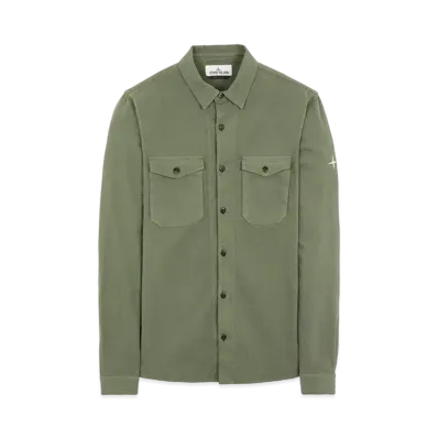 Stone Island 12004 TEXTURED BRUSHED RECYCLED COTTON_REGULAR FIT "Sage Green"