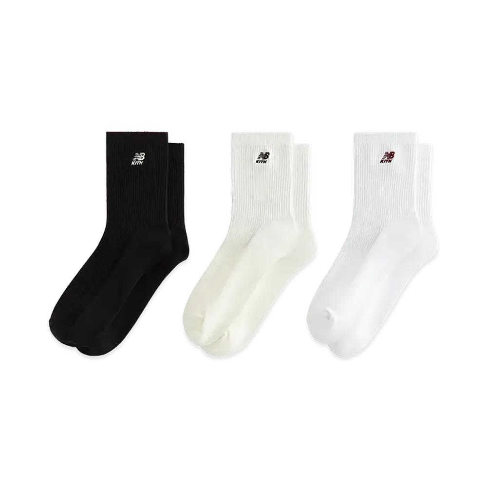 Kith x New Balance Mid Crew Waffle Knit 3-Pack Crew Socks "Multi"