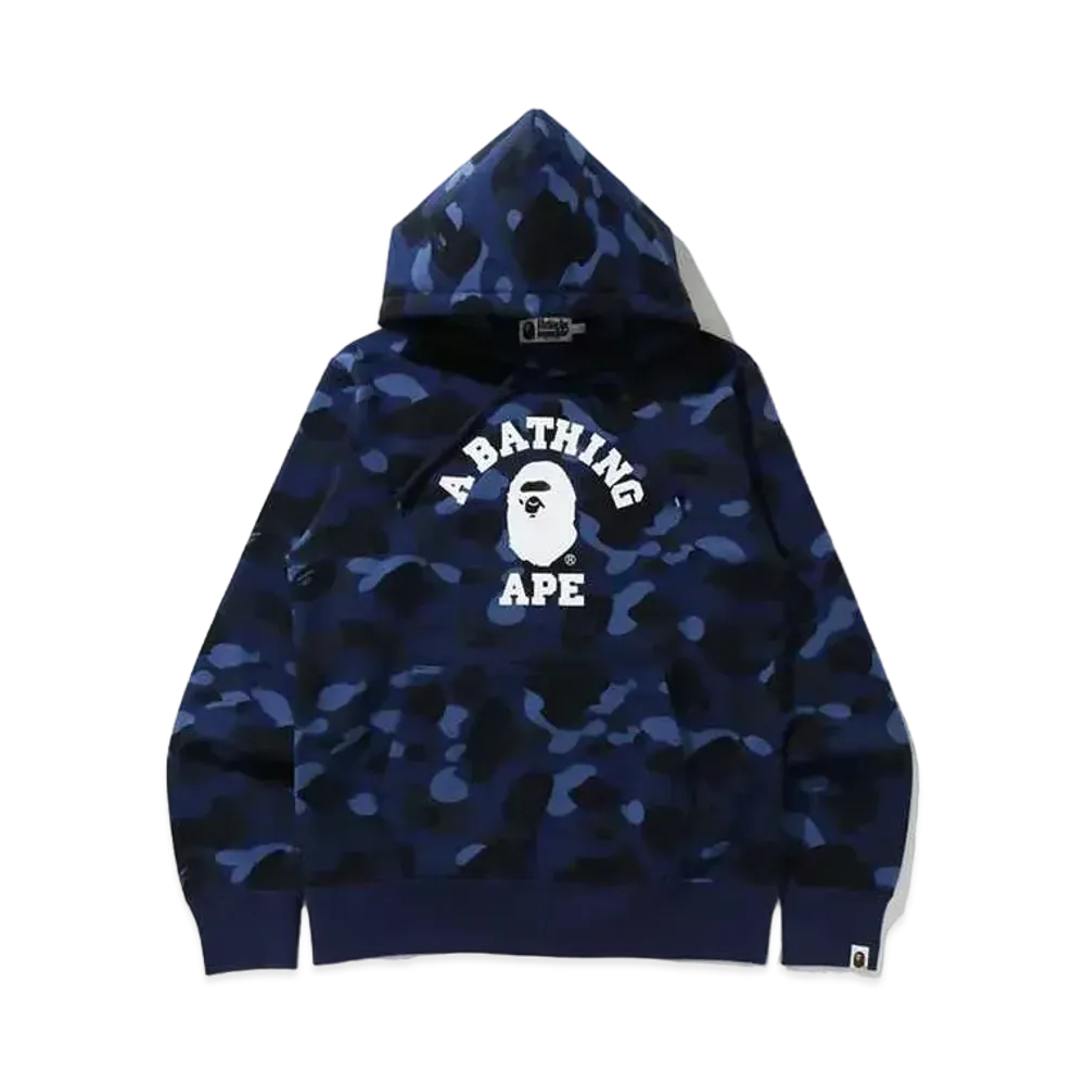 A BATHING APE COLOR CAMO COLLEGE PULLOVER HOODIE "Navy"