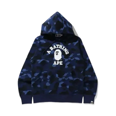 A BATHING APE COLOR CAMO COLLEGE PULLOVER HOODIE "Navy"