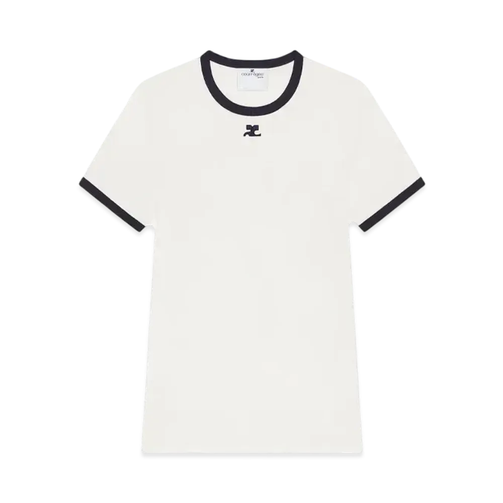 Courreges Signature Contrast T-Shirt "Heritage White/Navy"