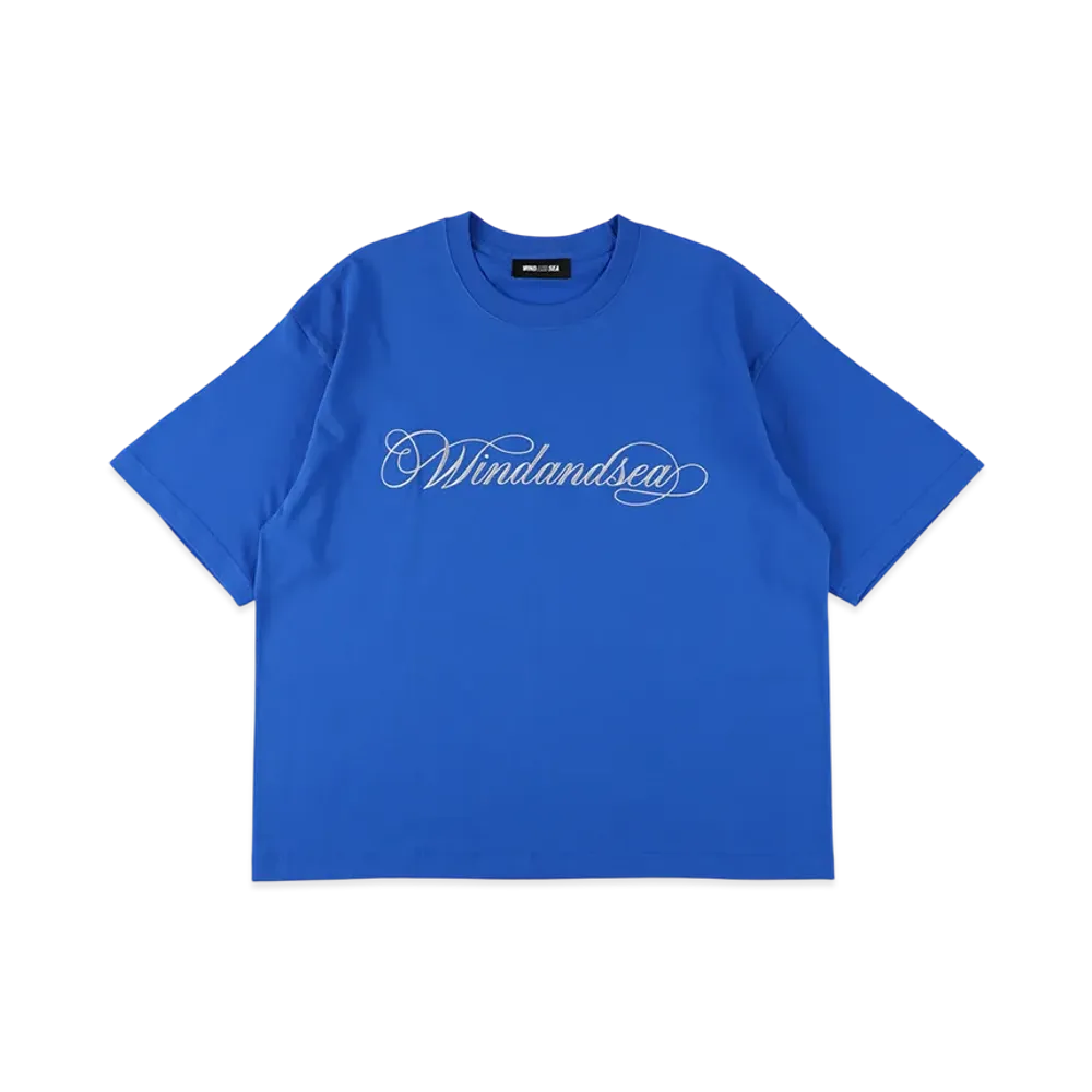 WIND AND SEA Caligraphy Embroidery Tee "Blue"