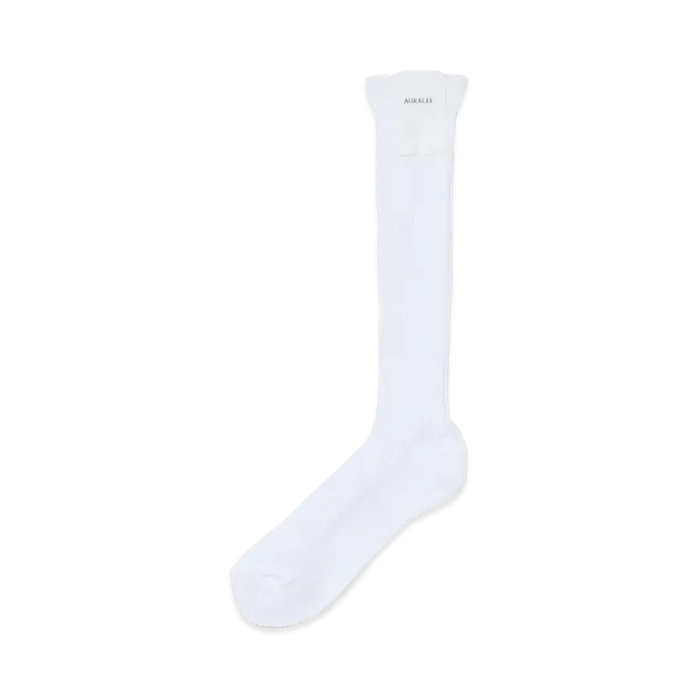 AURALEE Cotton Rib Low Gauge Socks "White"